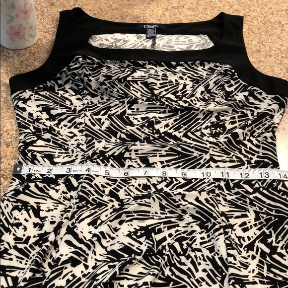 Chaps Petite Fit and Flare Dress Black and White - Picture 4 of 11